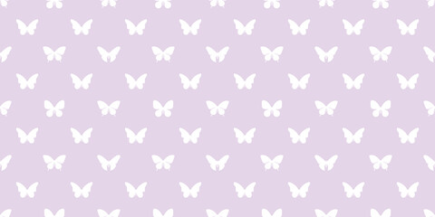 Purple and white butterfly silhouette background, seamless pattern