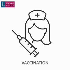 Nurse line icon on white background. Editable stroke.