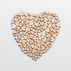 Wooden letters I love you on white background wooden hearts