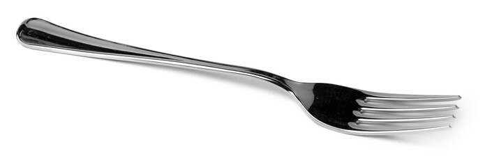 Silver dining fork isolated on white background