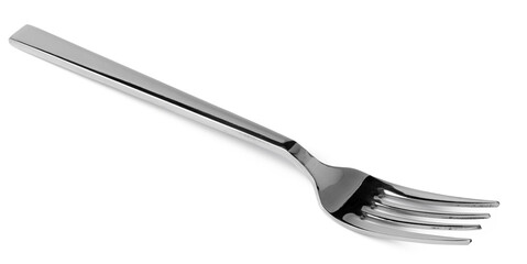 Silver dining fork isolated on white background
