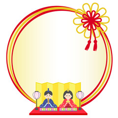 ひな祭り お内裏様 お雛様 丸フレーム 文字なし 2