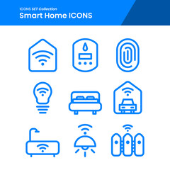icon set of smarthome garage, light, bathroom and many more. with line style vector. suitable use for web app and pattern design.