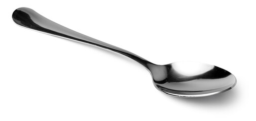 Silver spoon isolated on white background close up