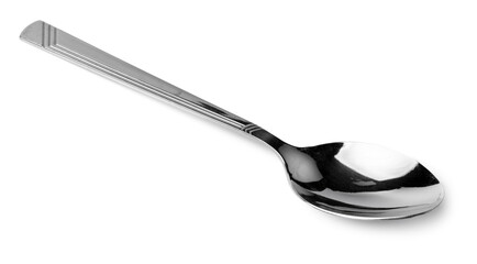 Silver spoon isolated on white background close up