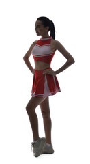 Silhouette of beautiful cheerleader on white background