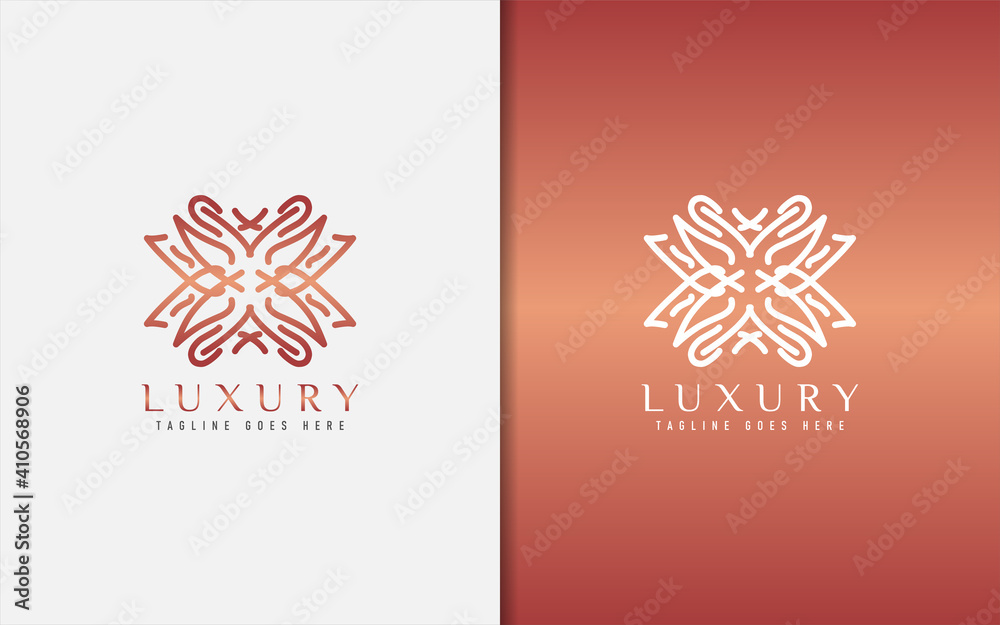 Poster luxury logo design. elegant symbol with geometric modern lines combination. usable for business, com