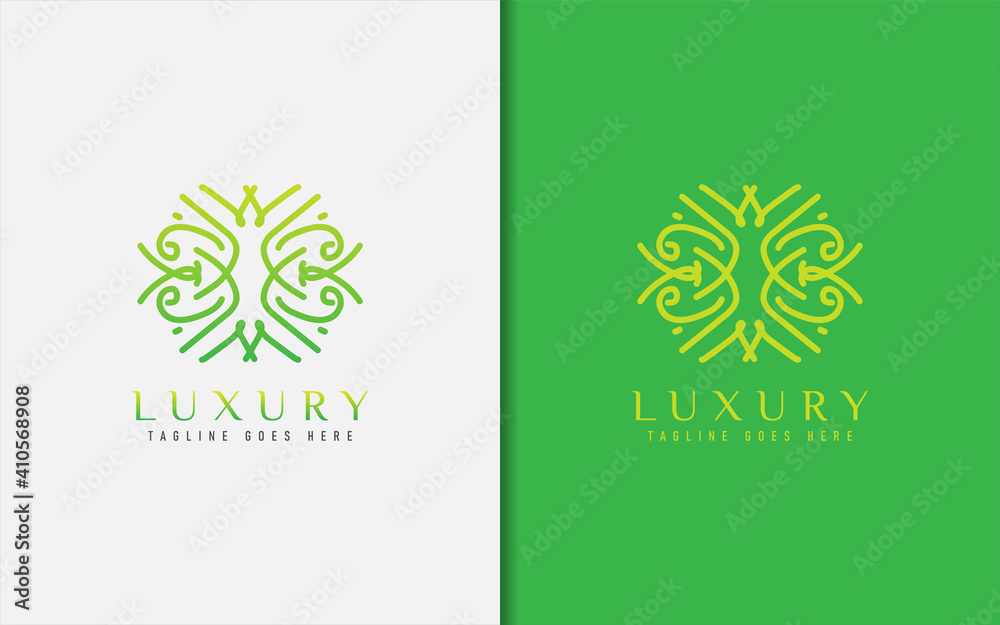 Poster luxury logo design. elegant symbol with geometric modern lines combination. usable for business, com