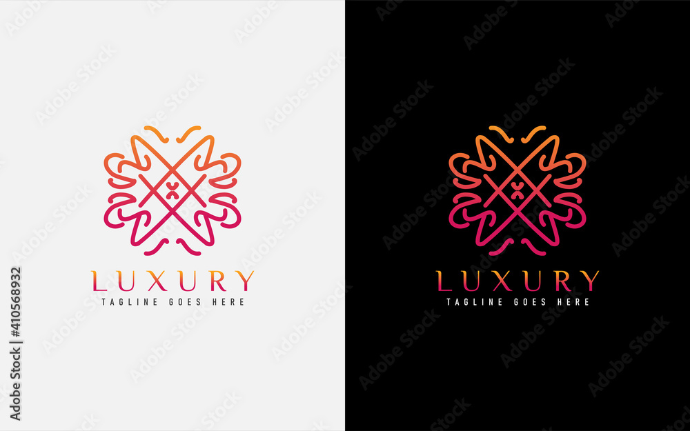 Poster luxury logo design. elegant symbol with geometric modern lines combination. usable for business, com
