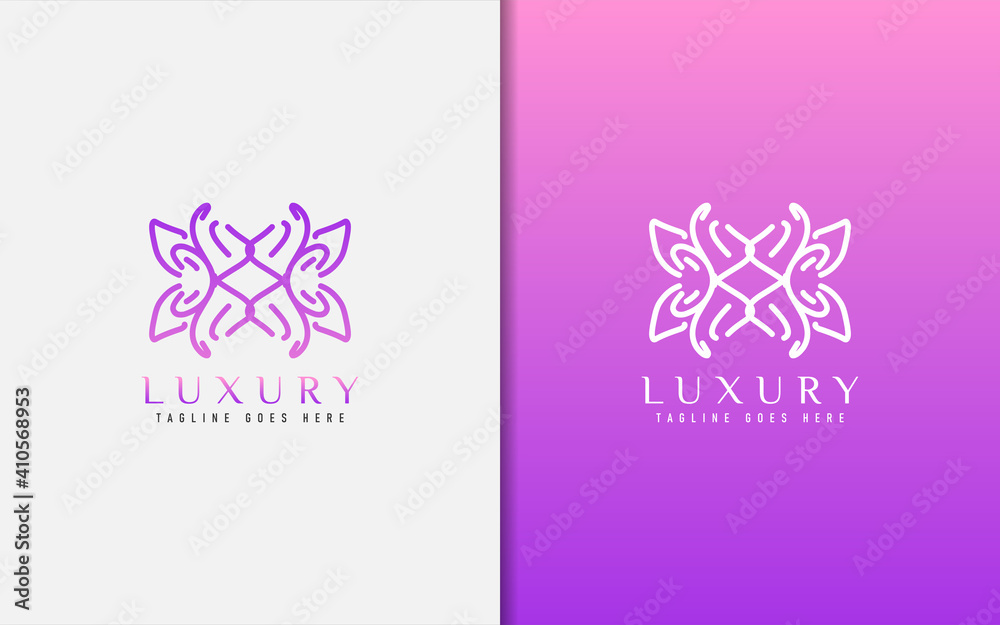 Poster luxury logo design. elegant symbol with geometric modern lines combination. usable for business, com