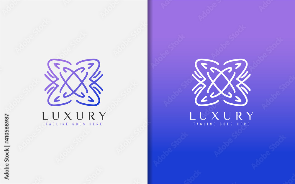 Poster luxury logo design. elegant symbol with geometric modern lines combination. usable for business, com