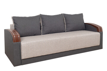 Gray sofa isolated on a white background.