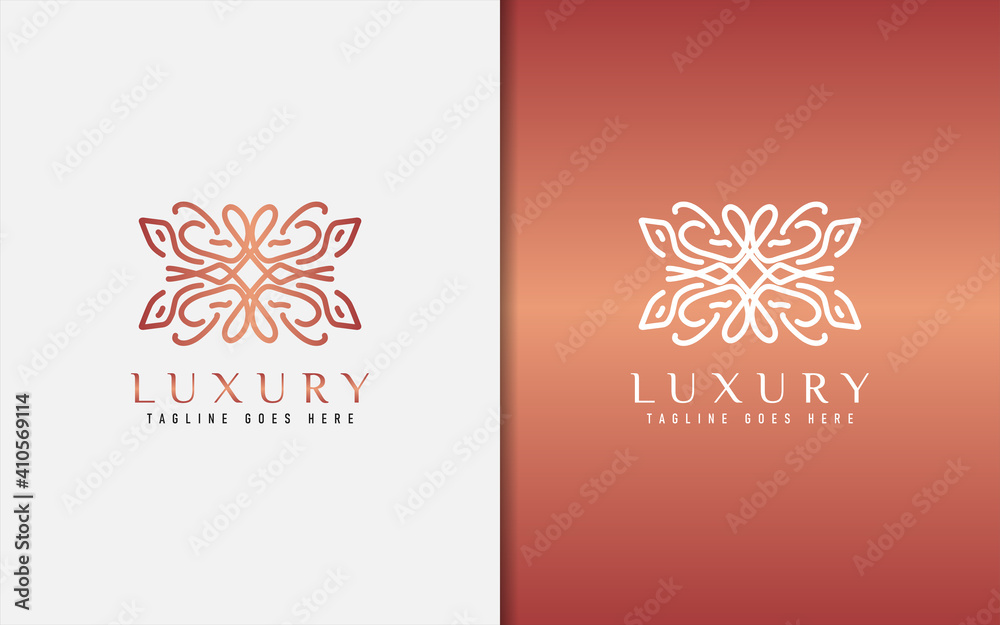 Poster luxury logo design. elegant symbol with geometric modern lines combination. usable for business, com