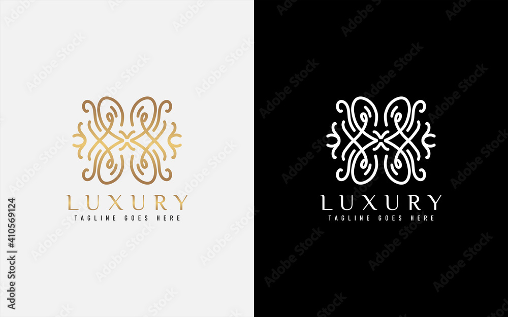Poster luxury logo design. elegant symbol with geometric modern lines combination. usable for business, com
