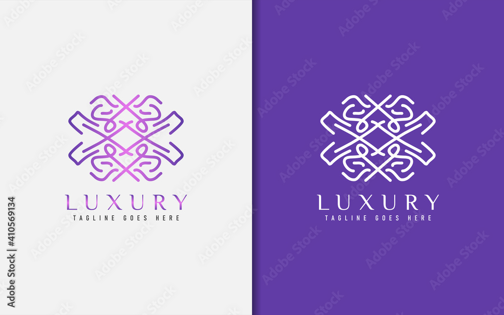 Poster luxury logo design. elegant symbol with geometric modern lines combination. usable for business, com
