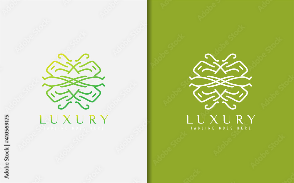 Poster luxury logo design. elegant symbol with geometric modern lines combination. usable for business, com