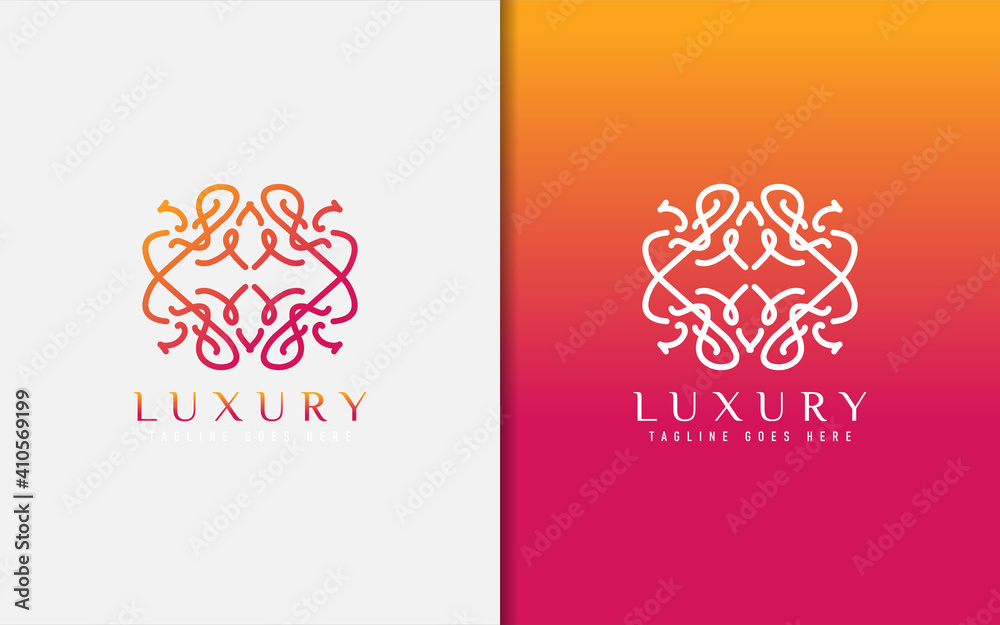 Poster luxury logo design. elegant symbol with geometric modern lines combination. usable for business, com