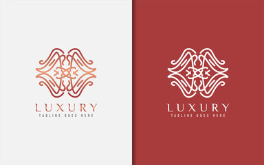 Luxury Logo Design. Elegant Symbol with Geometric Modern Lines Combination. Usable For Business, Community, Foundation, Services, Company. Vector Logo Design Illustration.