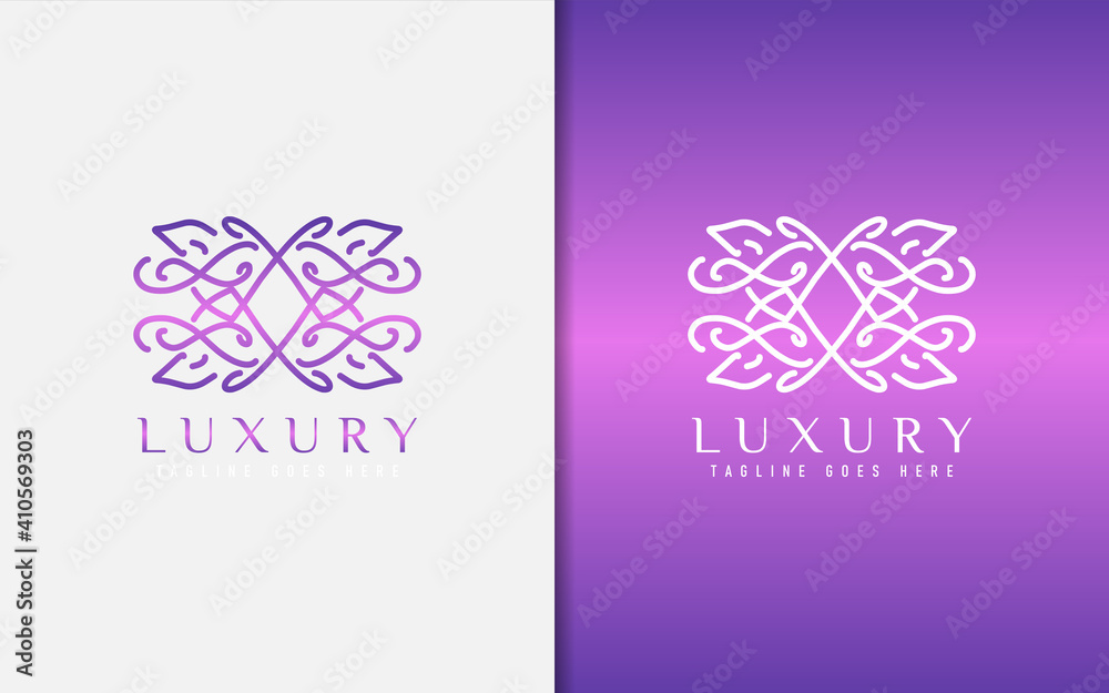 Poster luxury logo design. elegant symbol with geometric modern lines combination. usable for business, com