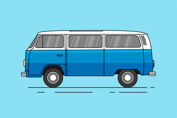 Retro travel van car flat design © Alex Hariyandi