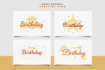 Happy birthday greeting card with star and confetti isolated on white background. Greeting Card Vector Illustration