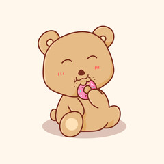 cute bear donut eating