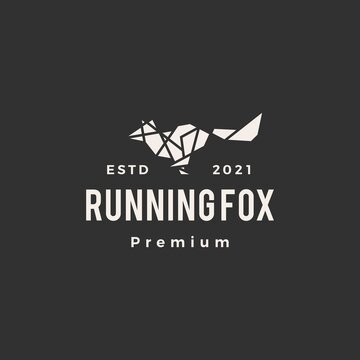 geometric running fox hipster vintage logo vector icon illustration