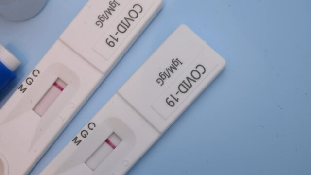 Two Negative Results Coronavirus Covid19 IgM IgG Cassette Blood Tests. Pandemic Time Patients Testing.