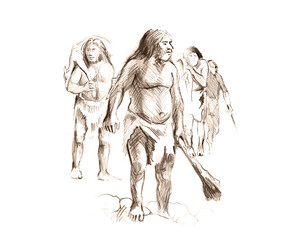 Fototapeta na wymiar Neanderthals are hunting