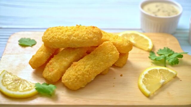 fried fish finger stick or french fries fish with sauce