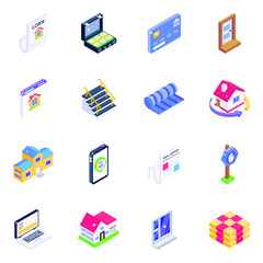 
Pack of Home Accessories Isometric Icons 
