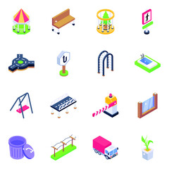 
Pack of Garden Equipment Isometric Icons 
