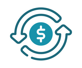money flow turnover single isolated icon with solid line style