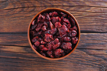 Dried cranberries in bowl