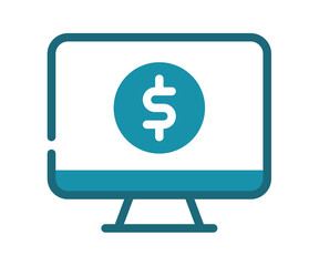 computer monetize screen single isolated icon with solid line style