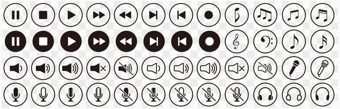 Music and sound icon set. Music sign. Vector
