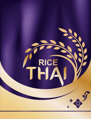 Rice Thailand food Logo Products and Fabric Background Thai Arts.