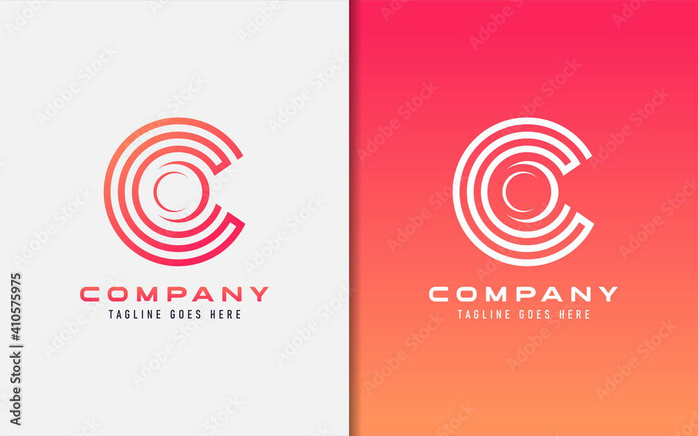 Aufkleber abstract initial letter c with circle geometric lines shapes. vector logo illustration.