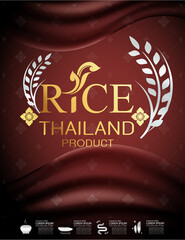 Obraz premium Rice Thailand food Logo Products and Fabric Background Thai Arts.