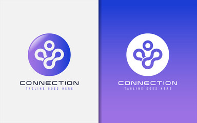 Connection Logo Design. Abstract People Inside The Circle. Usable For Business, Community, Tech, Sport, Industry, Services Company. Vector Logo Design Illustration.