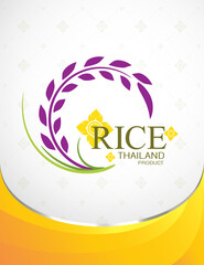 Rice Thailand food Logo Products and Fabric Background Thai Arts.
