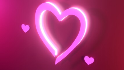 glowing pinkline in heart shape with white glowing in the pink background