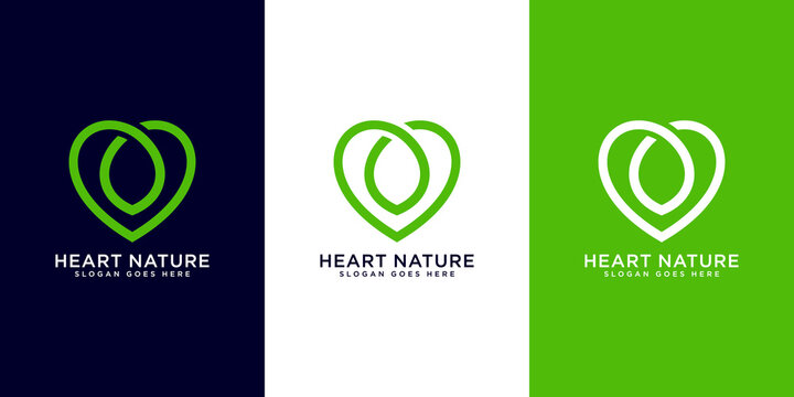 Heart Nature Logo Design Vector