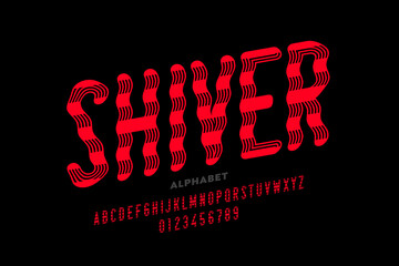 Shiver style font design, alphabet letters and numbers 