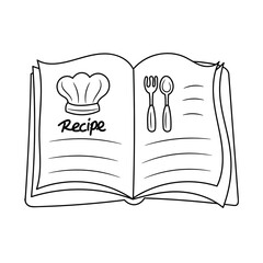 Recipe Book linear style pictogram vector illustration, isolated on white