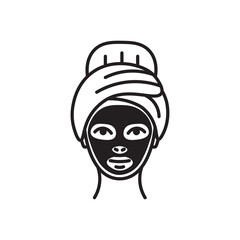 Obraz na płótnie Canvas Vector girl spa facial mask icon. Flat illustration of girl spa isolated on white background. Icon vector illustration sign symbol.