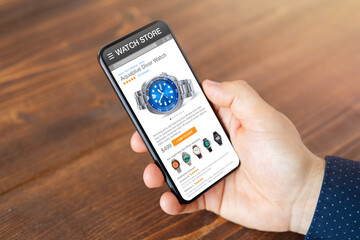 Man shopping for a new watch online