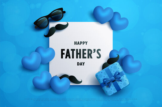 Happy father's day with writing on white paper decorated with a picture of a mustache and glasses.