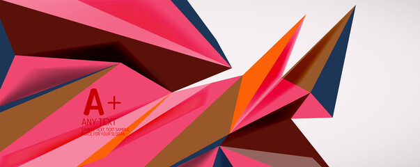 Vector triangle geometric backgrounds. Low poly 3d shape on light backdrop. Vector illustration for covers, banners, flyers and posters and other designs