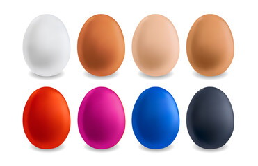 Set of colorful Easter eggs isolated on white. Vector illustration.